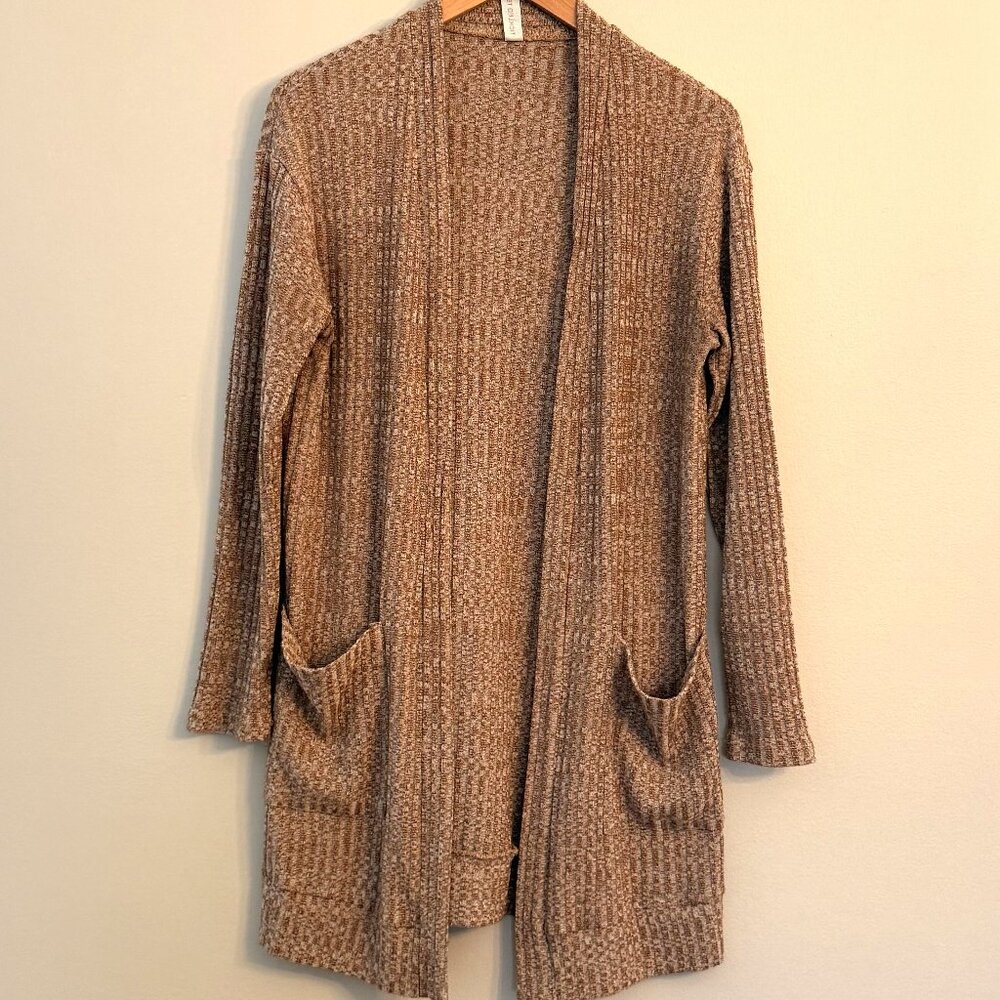 Tickled Teal Women's Brown Open Front Cardigan